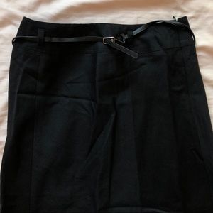 Black Wool Maxi Belted Skirt